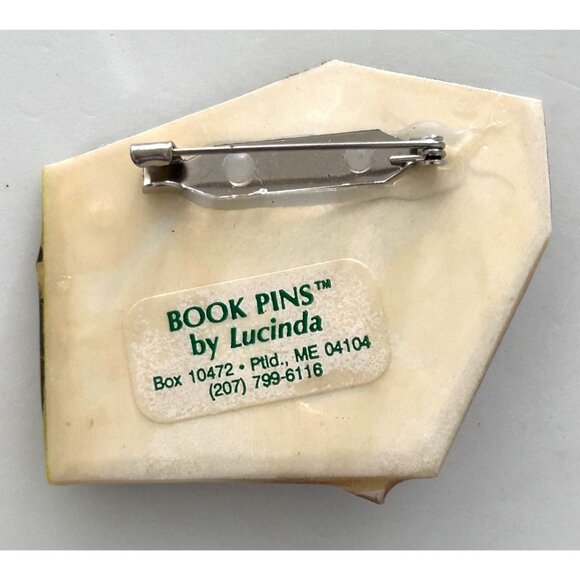 Feed Your Head Book Pin Brooch By Lucinda Vintage Faux Pearl Flower - Picture 3 of 3
